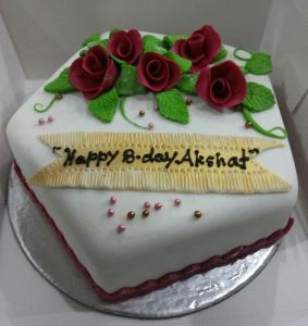 1 Kg Fondant Red Flower Cake