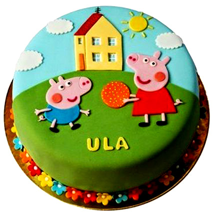 1 KG Peppa Pig Playing Fondant  Cake