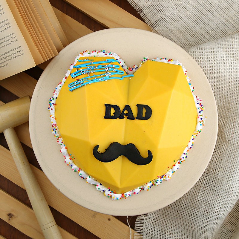 Dad Moustache Pinata Cake